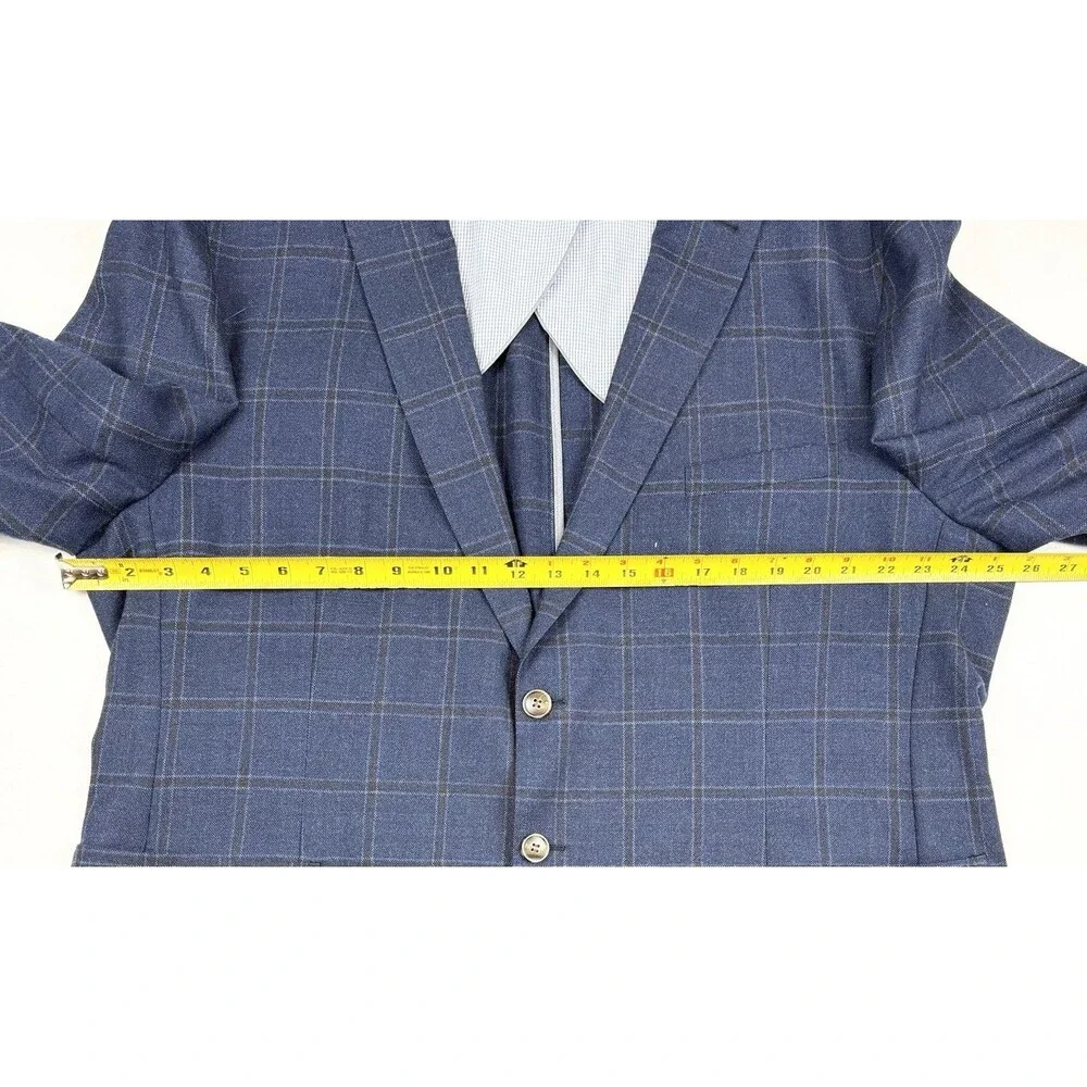Peter Millar Sport Coat Soft Blazer Lightweight Blue Plaid XXL Wool Unstructured